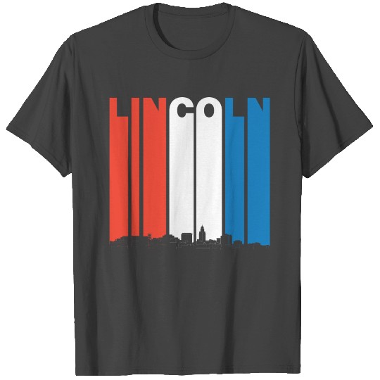 Red White And Blue Lincoln Nebraska Skyline T Shirts