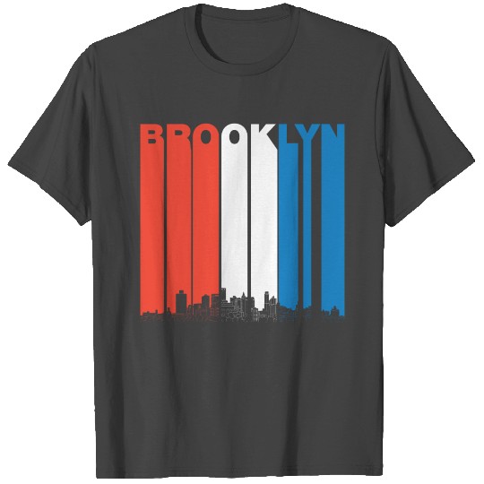 Red White And Blue Brooklyn New York Skyline T Shirts
