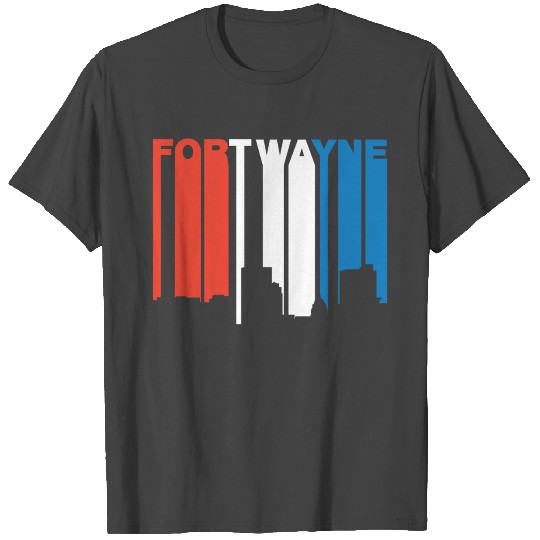 Red White And Blue Fort Wayne Indiana Skyline T Shirts