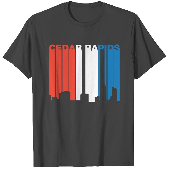 Red White And Blue Cedar Rapids Iowa Skyline T Shirts