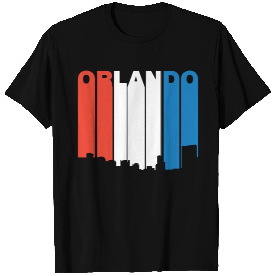 Red White And Blue Orlando Florida Skyline T Shirts