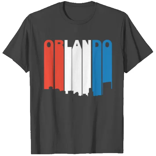 Red White And Blue Orlando Florida Skyline T Shirts