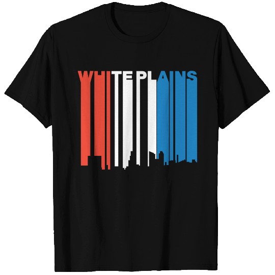 Red White And Blue White Plains New York Skyline T Shirts