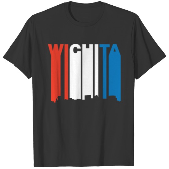 Red White And Blue Wichita Kansas Skyline T-shirt