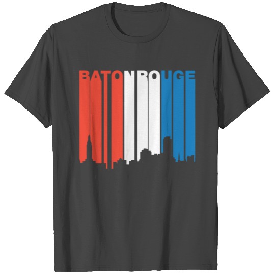 Red White And Blue Baton Rouge Louisiana Skyline T Shirts