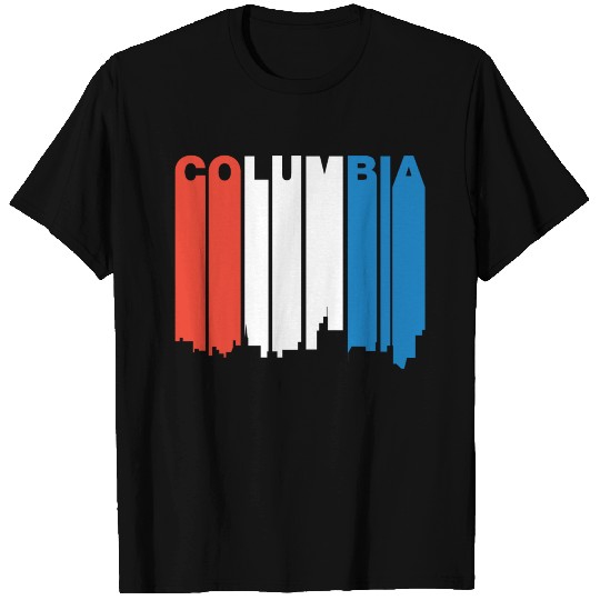 Red White And Blue Columbia Missouri Skyline T Shirts