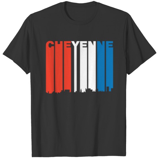Red White And Blue Cheyenne Wyoming Skyline T-shirt