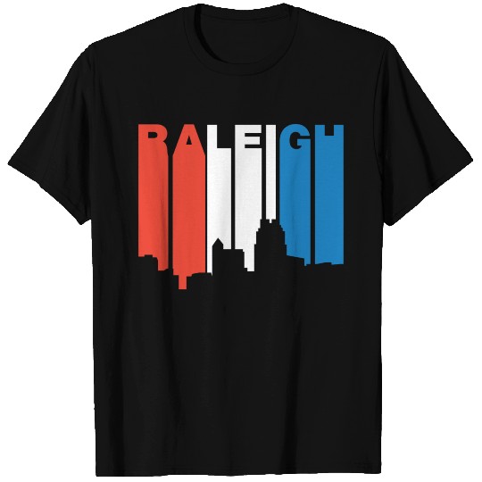 Red White And Blue Raleigh North Carolina Skyline T Shirts