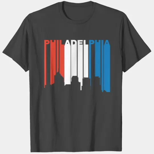 Red White Blue Philadelphia Pennsylvania Skyline T Shirts