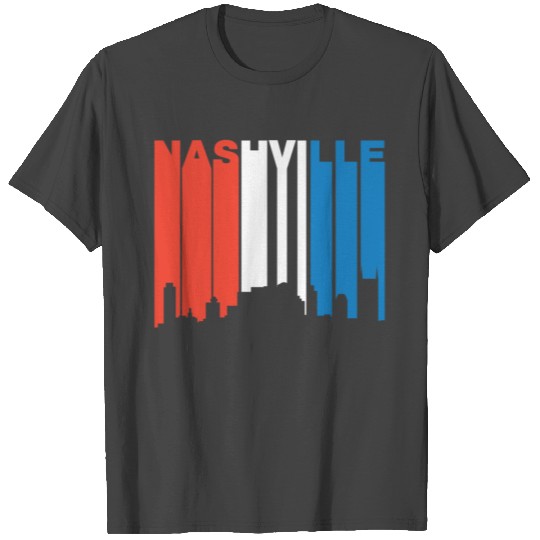 Red White And Blue Nashville Tennessee Skyline T Shirts