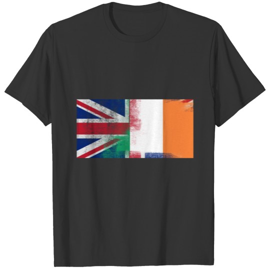 British Irish Half Ireland Half UK Flag T-shirt