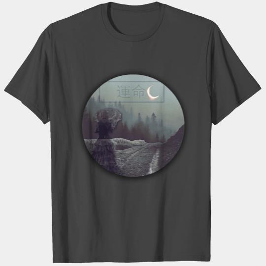 WOMAN UNDER UMBRELLA ON WALK OF DESTINY UNDER MOON T Shirts
