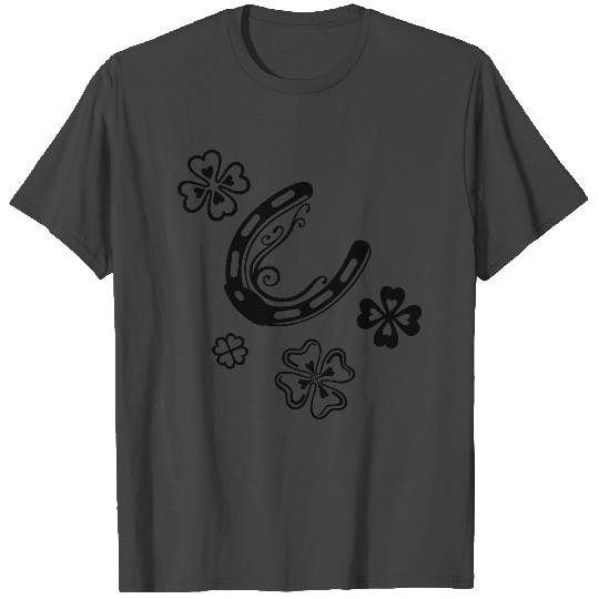Horseshoe with shamrocks. Luck, lucky charm. T Shirts
