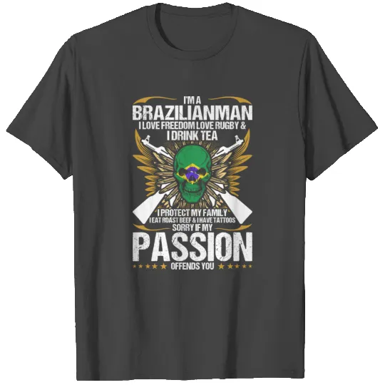 Im A Brazilianman I Love Freedom Love Rugby T Shirts