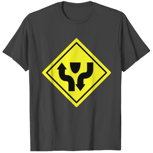 Traffic Sign Divided Highway T Shirts