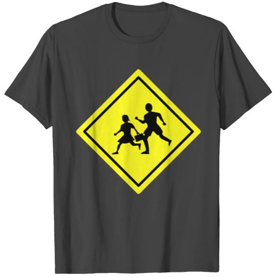 Traffic Sign Caution School T Shirts