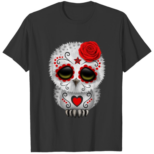 Red Sugar Skull Owl T Shirts