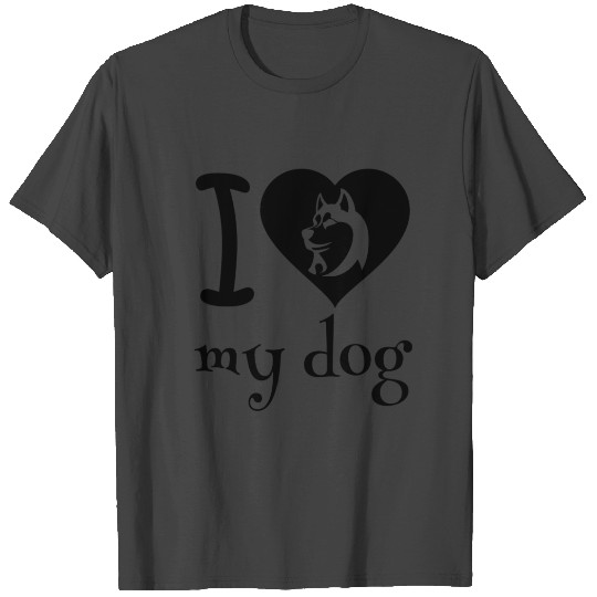 I love my dog in heart T Shirts