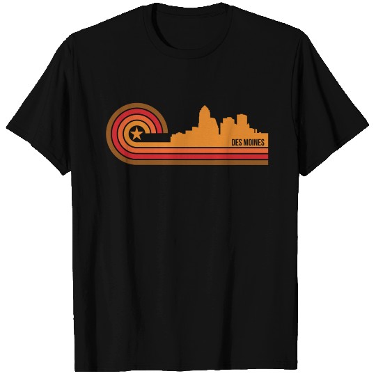 Retro Style Des Moines Iowa Skyline T Shirts