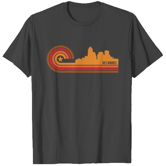 Retro Style Des Moines Iowa Skyline T Shirts