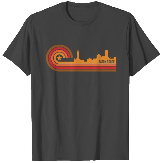 Retro Style Baton Rouge Louisiana Skyline T Shirts