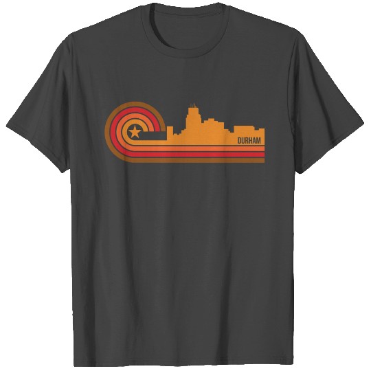 Retro Style Durham North Carolina Skyline T Shirts