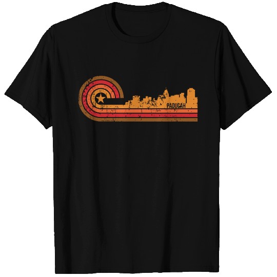Retro Style Paducah Kentucky Skyline Distressed T Shirts