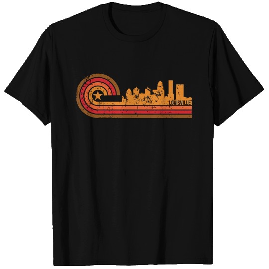 Retro Style Louisville Kentucky Skyline T Shirts