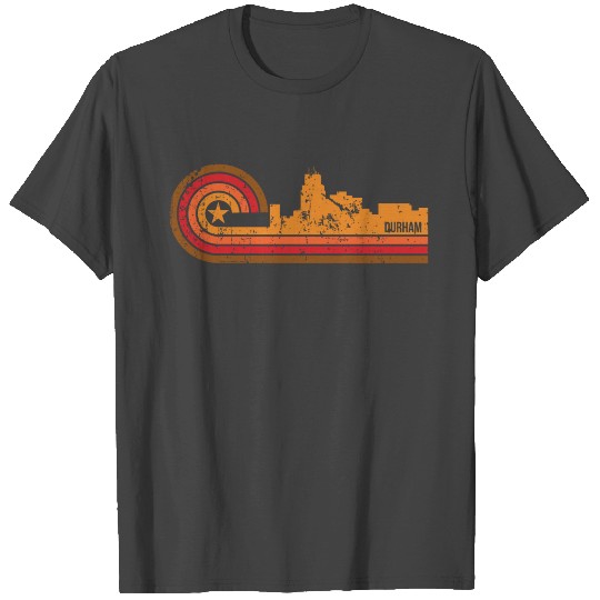 Retro Style Durham North Carolina Skyline T Shirts