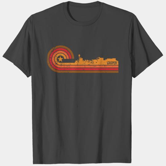 Retro Style Casper Wyoming Skyline Distressed T Shirts
