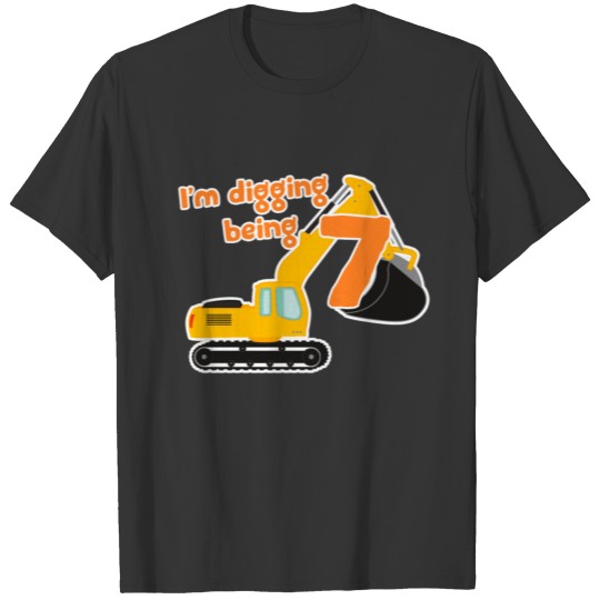 Builder Digger 7th Birthday Jobsite Boy Kid 7 Year T Shirts