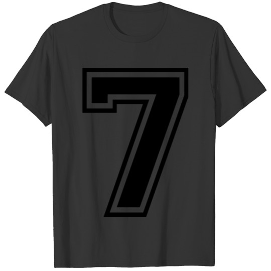 Number 7 seven college style font T Shirts