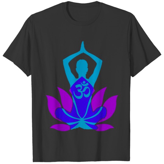 Om Namaste Yoga Pose Lotus Blue T Shirts