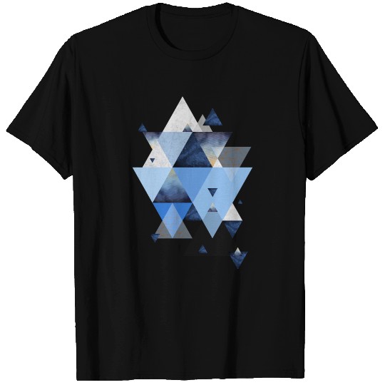 Geometric Triangles in Indigo Blue T Shirts