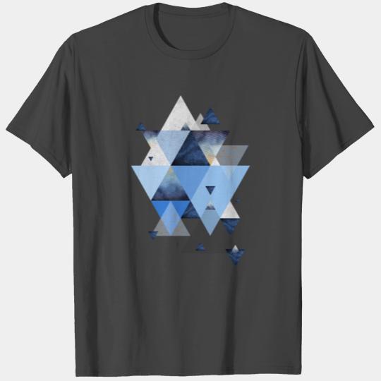 Geometric Triangles in Indigo Blue T Shirts