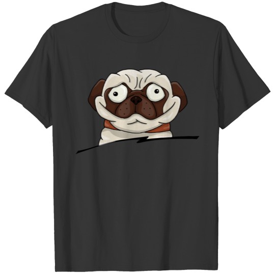 cute little crazy eyes pug dog lovers strange pet T Shirts