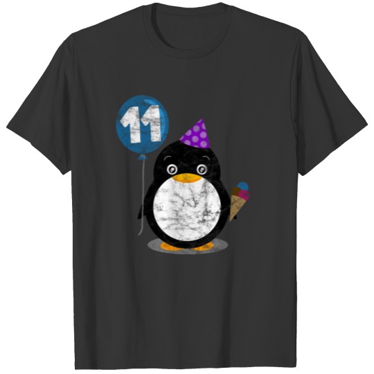 Kids Birthday 11 Year Boy Girl Cute Penguin Child T Shirts
