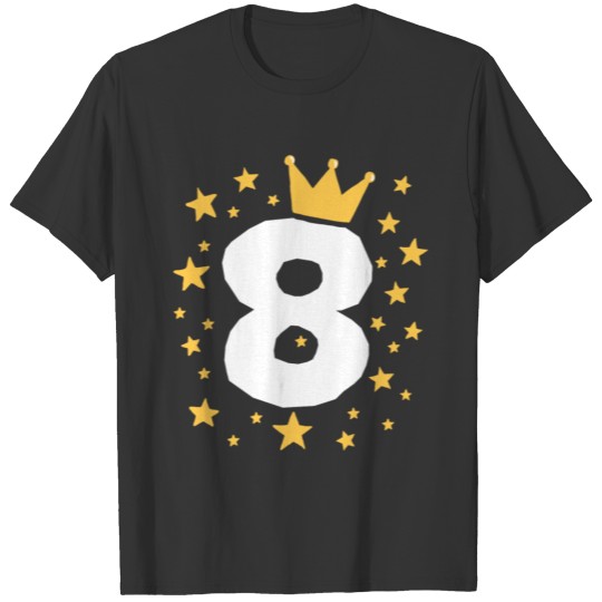 Kids Birthday 8 Year Boy King Girl Princess Crown T-shirt