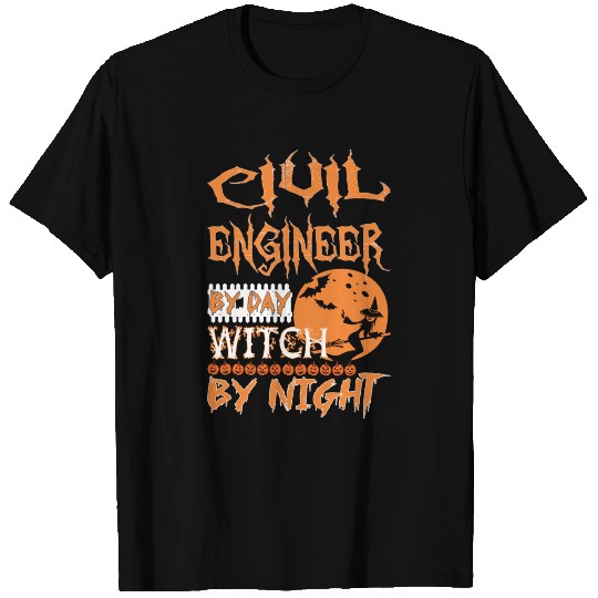 Civil Engineer By Day Witch By Night Halloween T Shirts