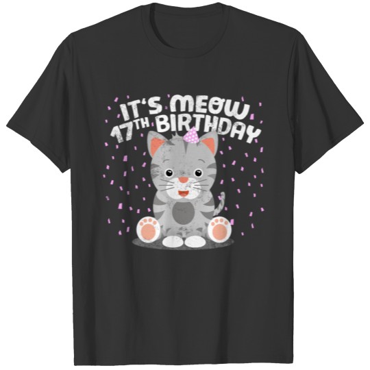 Kitty Cat Kitten Meow 17th Birthday Boy Girl Gift T Shirts