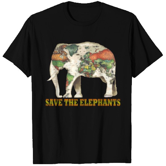 Save The Elephants World Map T Shirts