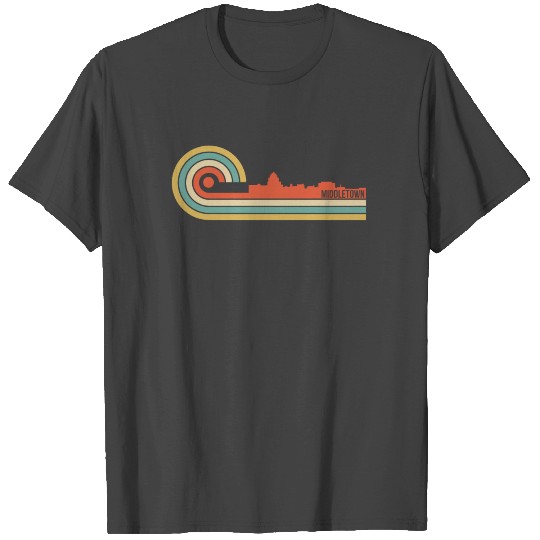 Retro Style Middletown Connecticut Skyline T Shirts