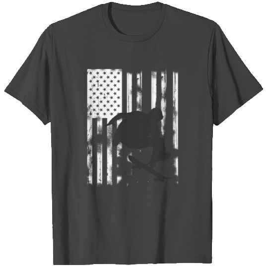 skate jump us flag skater Skateboard halfpipe usa T Shirts