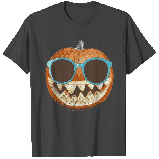 Orange Halloween Pumpkin Wearing Sunglasses T Shirts
