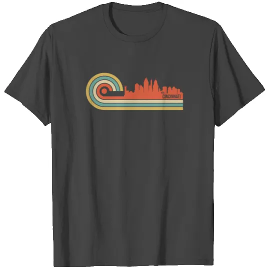 Retro Style Cincinnati Ohio Skyline T Shirts