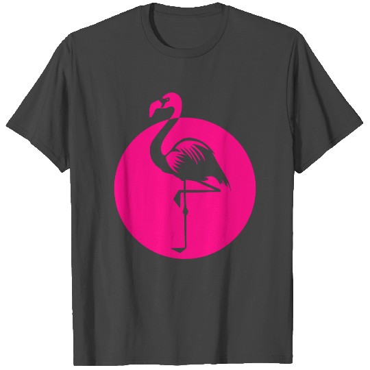 Flamingo pink summer pink bird waterfowl circle T Shirts