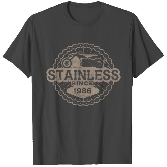 stainless biker T Shirts born ride road old 1986