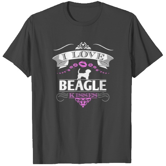 Awesome Beagle Design I Love Beagle Kisses Pink T Shirts