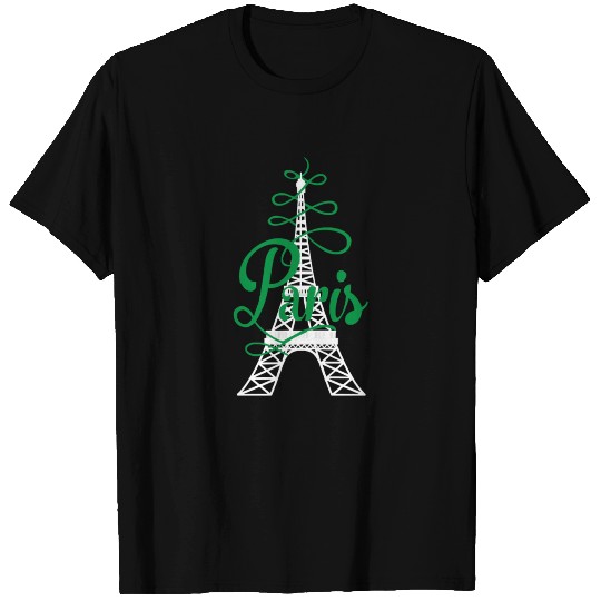 Paris Script Eiffel Tower French France T Shirts