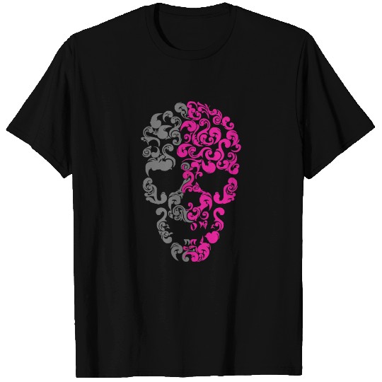 Two Coloured Patterned Skull Mens Funny T Shirts